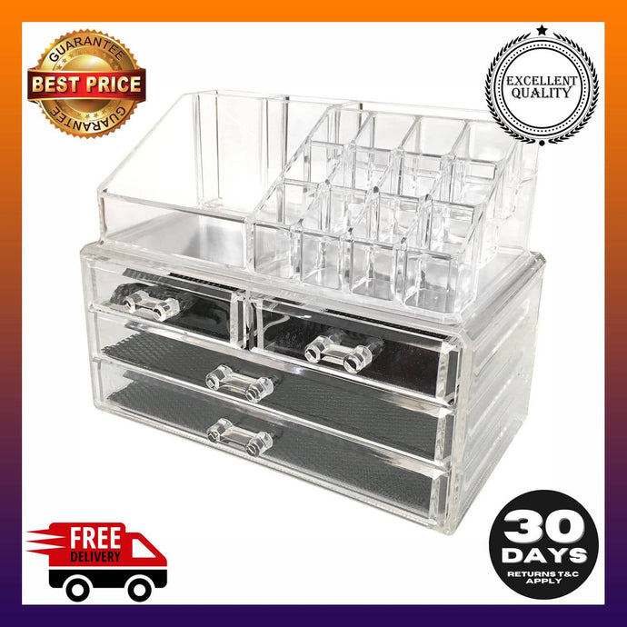 Sodynee Jewelry and Cosmetic Storage 2 Piece Acrylic Makeup Organizer - 