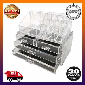 Sodynee Jewelry and Cosmetic Storage 2 Piece Acrylic Makeup Organizer - 