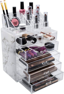 Sorbus Luxe Marble Cosmetic Makeup and Jewelry Storage Case Display Spacious - 