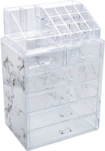 Sorbus Luxe Marble Cosmetic Makeup and Jewelry Storage Case Display Spacious - 