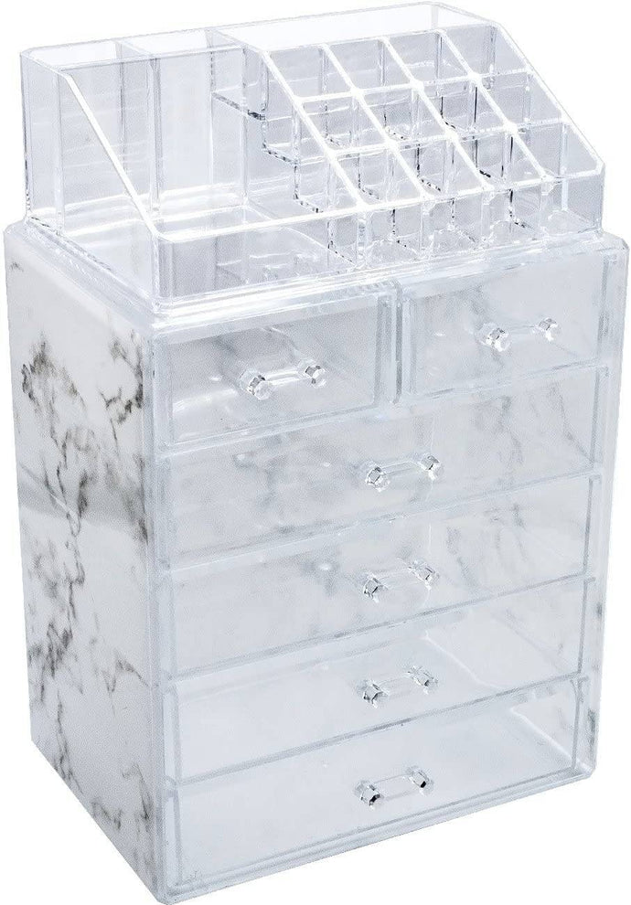 Sorbus Luxe Marble Cosmetic Makeup and Jewelry Storage Case Display Spacious - 