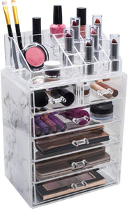 Sorbus Luxe Marble Cosmetic Makeup and Jewelry Storage Case Display Spacious - 