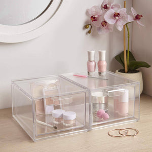Stackable Cosmetic Storage and Makeup Palette Organizer Premium Quality 2-Pack - 