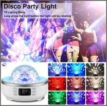 Load image into Gallery viewer, Star Projector Night Light Bluetooth Speaker Bedside Table Lamp with Alarm Clock - 
