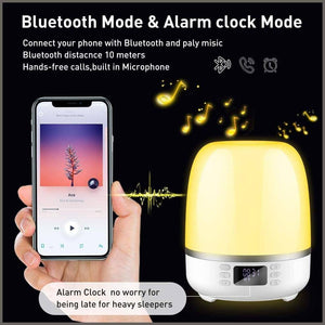 Star Projector Night Light Bluetooth Speaker Bedside Table Lamp with Alarm Clock - 