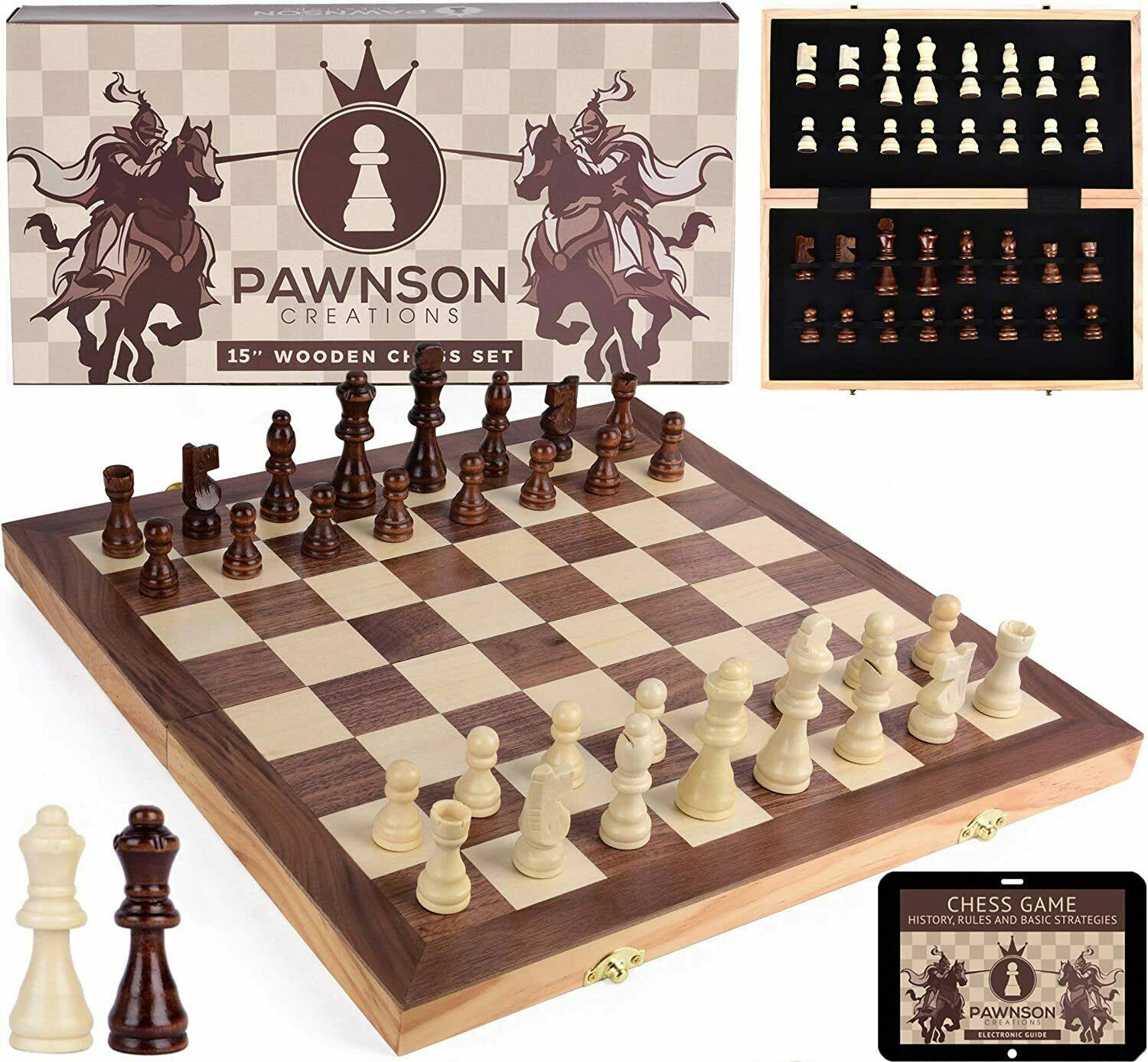 Point Games Classic Chess Set 15” Folding Chess Board Game for Kids &  Adults Strategy Games
