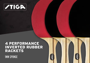 STIGA Performance 4-Player Table Tennis Racket Set - 