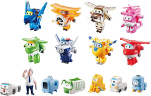 Super Wings Transform-a-Bots World Airport Crew Collector Pack 15 Toy Figures - 