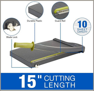 Swingline Paper Trimmer, Guillotine Paper Cutter, 15 inches Cut Length, 10 Sheet Capacity, ClassicCut Lite (9315),Beige - 