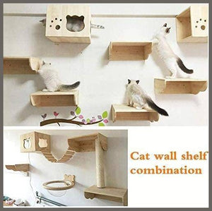 Tardo Cat Wall Shelf Set Cat Hammock Cat Perch Wooden Bed - 