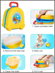 The Latest Baby Toilet Cute Portable Cartoon Travel Potty Car Squatting Children Potty Training Girl Boy Toilet Toilet Outdoor (Yellow) - 