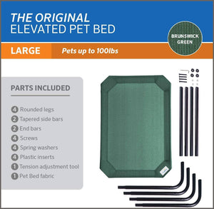 The Original Elevated Pet Bed by Coolaroo, Large, Brunswick Green - 