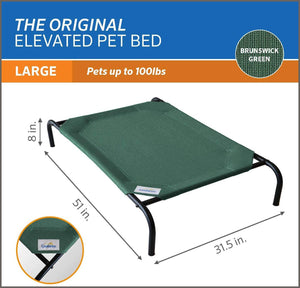 The Original Elevated Pet Bed by Coolaroo, Large, Brunswick Green - 