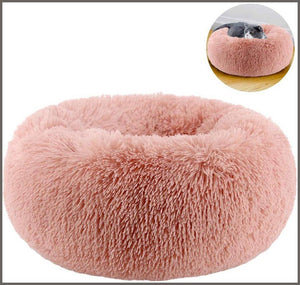 TINTON LIFE Luxury Faux Fur Pet Bed for Cats Small Dogs Round Donut Cuddler Oval Plush Cozy Self-Warming Cat Bed - 