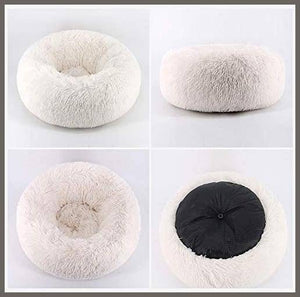 TINTON LIFE Luxury Faux Fur Pet Bed for Cats Small Dogs Round Donut Cuddler Oval Plush Cozy Self-Warming Cat Bed - 