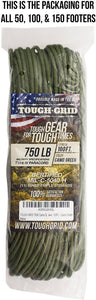 TOUGH-GRID 750lb Paracord/Parachute Cord - Genuine Mil Spec Type IV 750lb Paracord Used by The US Military - 