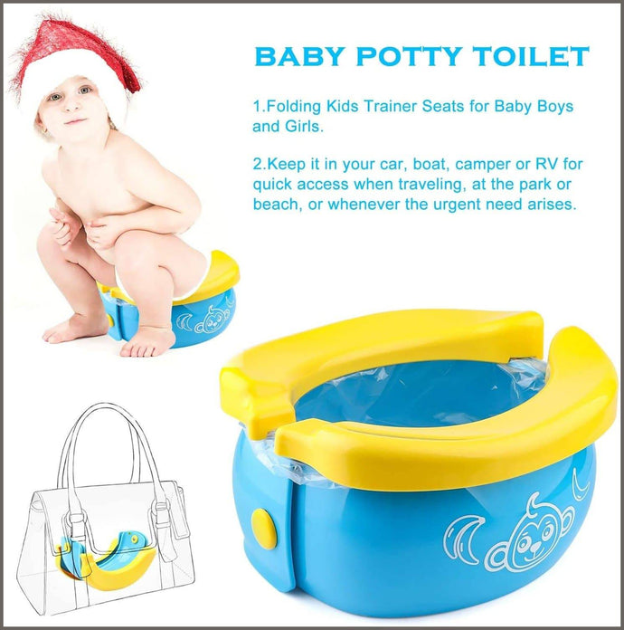 Travel Potty, Tinabless Portable Folding Reusable Banana Travel Toilet Potty Training Seat for Toddlers with 20 Potty Liners Disposable - 