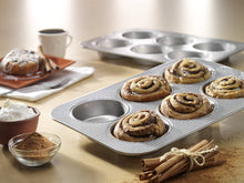 Load image into Gallery viewer, USA Pan 1240HM Bakeware Mini Round Cake and Cinnamon Roll Pan, 6 Well, Nonstick - 
