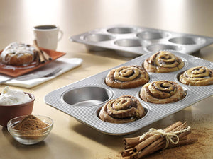 USA Pan 1240HM Bakeware Mini Round Cake and Cinnamon Roll Pan, 6 Well, Nonstick - 