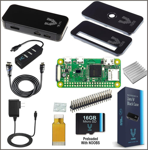 Vilros Raspberry Pi Zero W Complete Starter Kit-Premium Black Case - 
