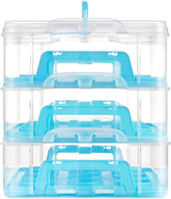 Load image into Gallery viewer, VonShef Snap and Stack Blue 3 Tier Cupcake Holder &amp; Cake Carrier Container - 
