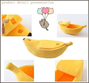 WarmShe Pet Cat Bed House Cute Banana, Warm Soft Punny Dogs Sofa - 