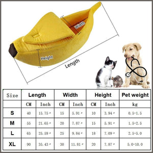 WarmShe Pet Cat Bed House Cute Banana, Warm Soft Punny Dogs Sofa - 