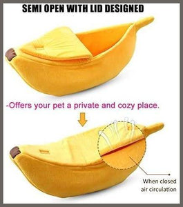 WarmShe Pet Cat Bed House Cute Banana, Warm Soft Punny Dogs Sofa - 