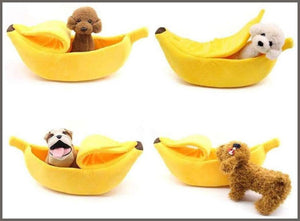 WarmShe Pet Cat Bed House Cute Banana, Warm Soft Punny Dogs Sofa - 