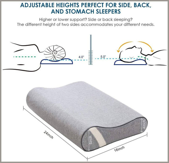 wavve Contour Bamboo Charcoal Memory Foam Pillow for Neck Pain, Neck Support for Back and Side Sleepers, Standard Size - 