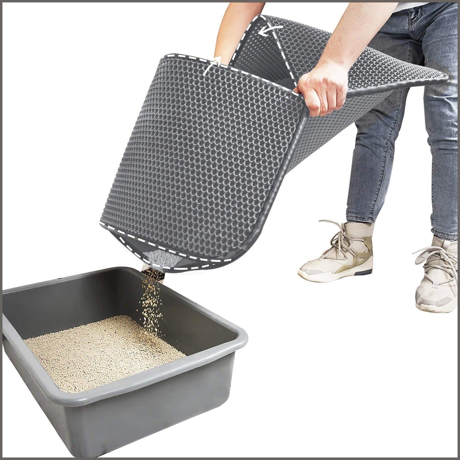 Double layer larger clearance size cat litter mat