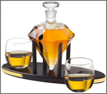 Load image into Gallery viewer, Whiskey Decanter Diamond Set with 2 Cocktail Whisky Glasses - 
