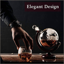 Load image into Gallery viewer, Whiskey Globe Decanter Set Etched World Globe Decanter for Liquor, Bourbon, Vodka - 
