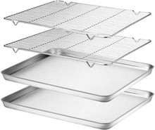 Load image into Gallery viewer, Wildone Baking Sheet &amp; Cooling Rack Set [2 Sheets + 2 Racks], Stainless Steel - 

