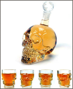 Wine Decanter Set Skull Carafe with Stopper, Set of 5 - 