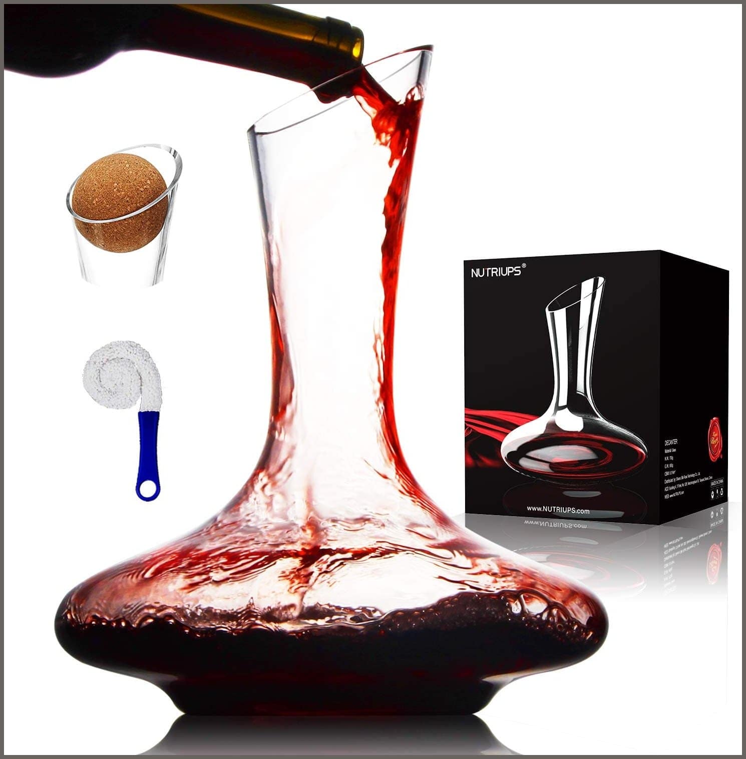 NUTRIUPS Wine Decanter with Stopper Wine Decanters and Carafes Hand Blown  Wine A