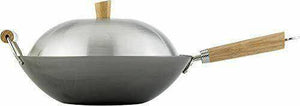 Wok Carbon Steel Helen Chen's Asian Kitchen Flat Bottom plus LID included USA - 