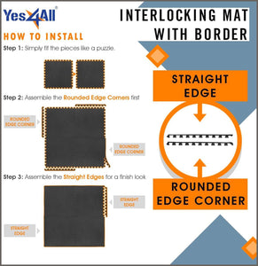 Yes4All Interlocking Exercise Foam Mats – Interlocking Floor Mats for Gym Equipment – Eva Interlocking Floor Tiles - 