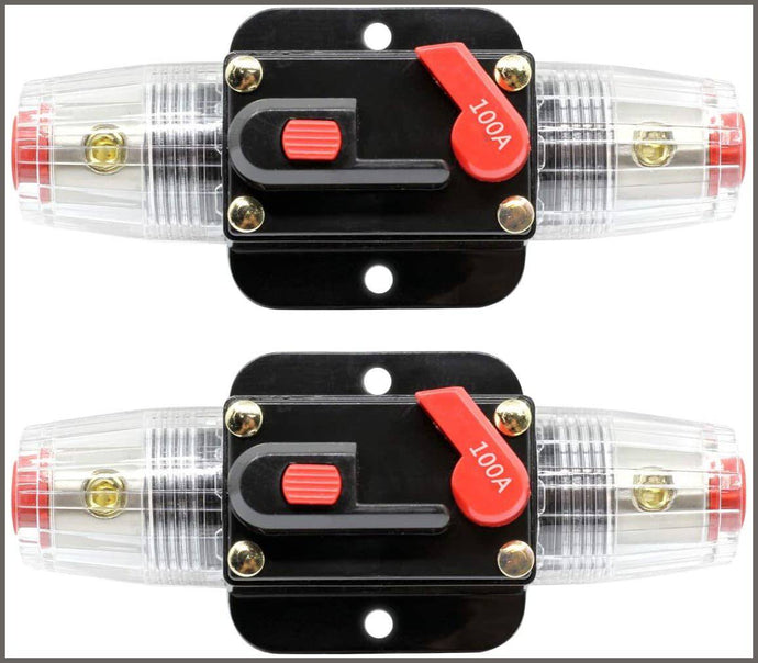 ZOOKOTO 2 Pcs 12V-24V DC Fuse Holder 100A,Inline Circuit Breaker with reset button - 